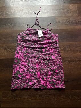 Back Beat Co. Hot Pink and Charcoal Floral Dress